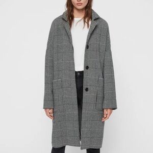 ALLSAINTS Teya Check Coat Black and White